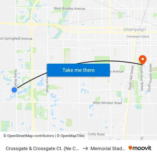 Crossgate & Crossgate Ct. (Ne Corner) to Memorial Stadium map