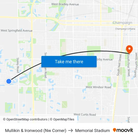 Mullikin & Ironwood (Nw Corner) to Memorial Stadium map