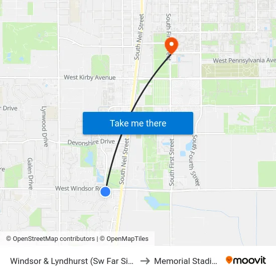 Windsor & Lyndhurst (Sw Far Side) to Memorial Stadium map