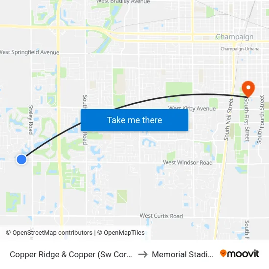 Copper Ridge & Copper (Sw Corner) to Memorial Stadium map
