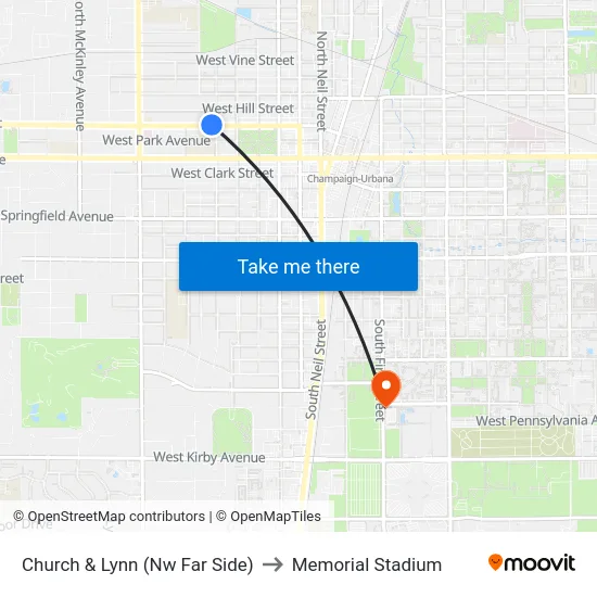 Church & Lynn (Nw Far Side) to Memorial Stadium map