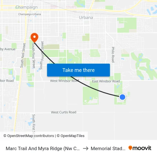 Marc Trail And Myra Ridge (Nw Corner) to Memorial Stadium map