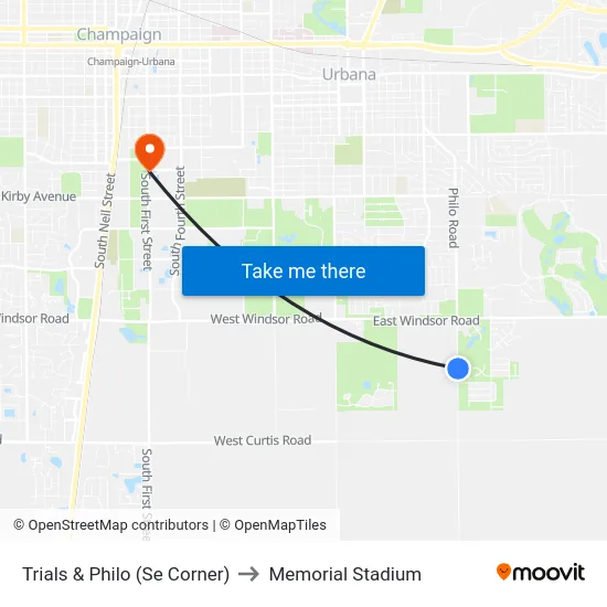 Trials & Philo (Se Corner) to Memorial Stadium map