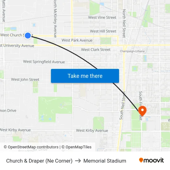 Church & Draper (Ne Corner) to Memorial Stadium map