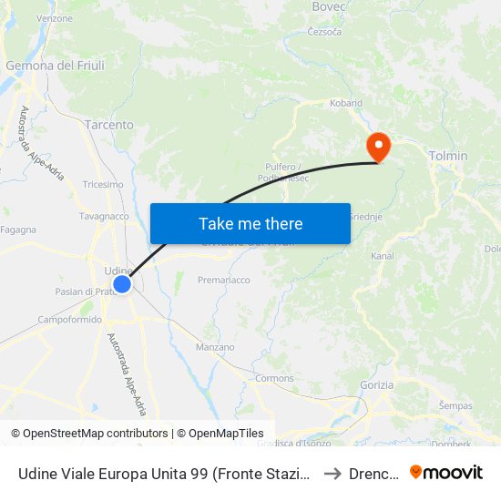 Udine Viale Europa Unita 99 (Fronte Stazione Fs) to Drenchia map