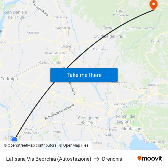 Latisana Via Beorchia (Autostazione) to Drenchia map