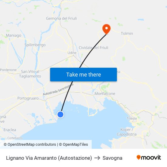 Lignano Via Amaranto (Autostazione) to Savogna map