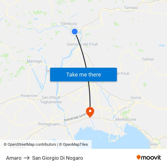 Amaro to San Giorgio Di Nogaro map