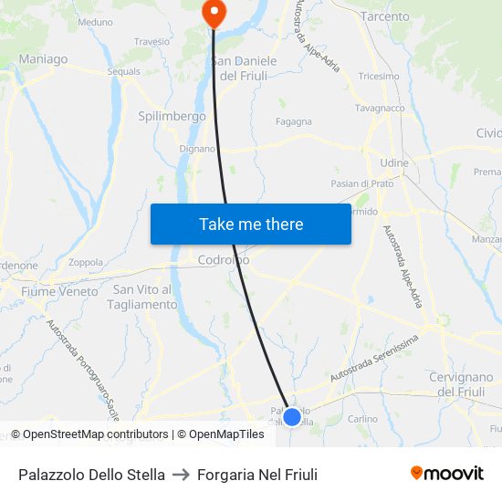 Palazzolo Dello Stella to Forgaria Nel Friuli map