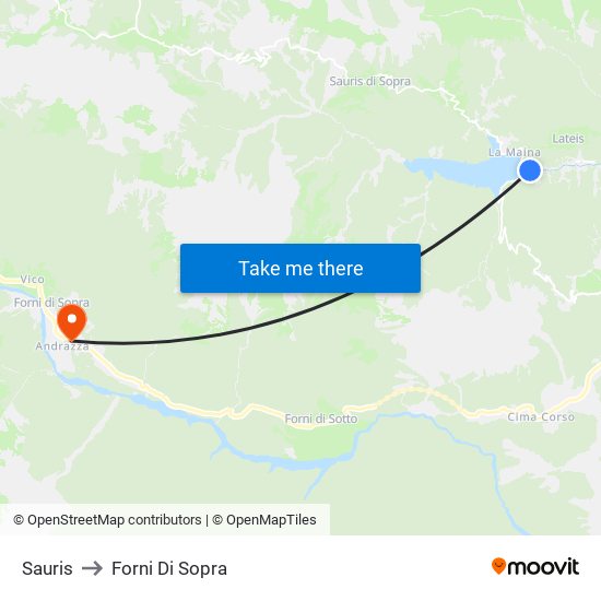 Sauris to Forni Di Sopra map