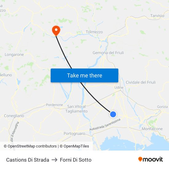 Castions Di Strada to Forni Di Sotto map