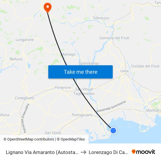 Lignano Via Amaranto (Autostazione) to Lorenzago Di Cadore map