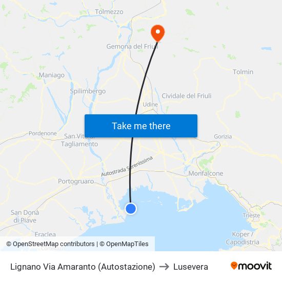 Lignano Via Amaranto (Autostazione) to Lusevera map