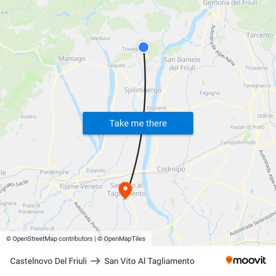 Castelnovo Del Friuli to San Vito Al Tagliamento map