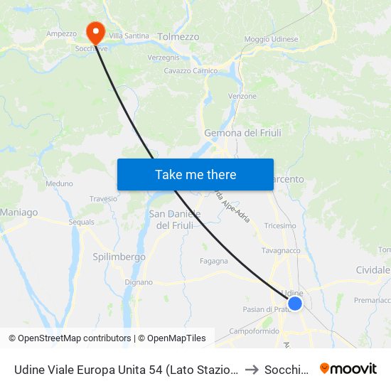 Udine Viale Europa Unita 54 (Lato Stazione Fs) to Socchieve map