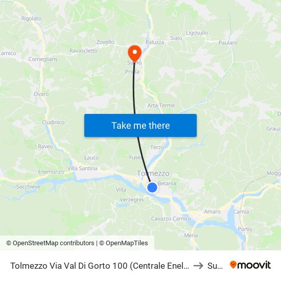 Tolmezzo Via Val Di Gorto 100 (Centrale Enel, Direz. Udine) to Sutrio map