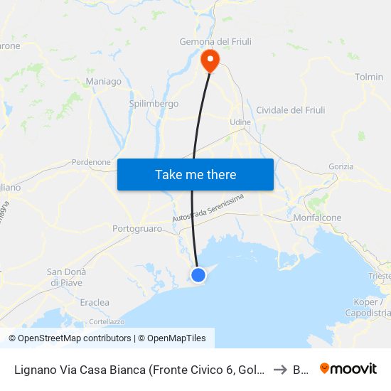 Lignano Via Casa Bianca (Fronte Civico 6, Golf Club) to Buja map