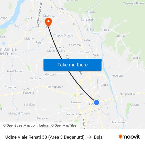 Udine Viale Renati 38 (Area 3 Deganutti) to Buja map