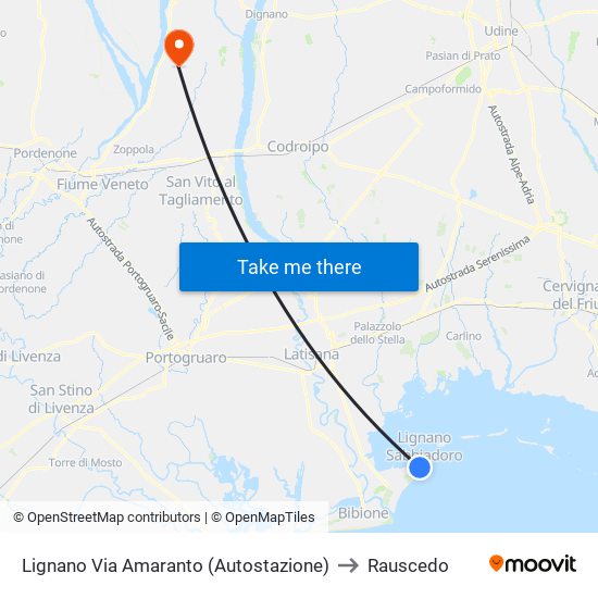 Lignano Via Amaranto (Autostazione) to Rauscedo map