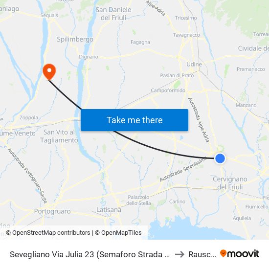 Sevegliano Via Julia 23 (Semaforo Strada Regionale 352) to Rauscedo map