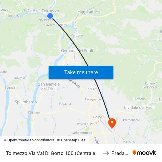 Tolmezzo Via Val Di Gorto 100 (Centrale Enel, Direz. Udine) to Pradamano map