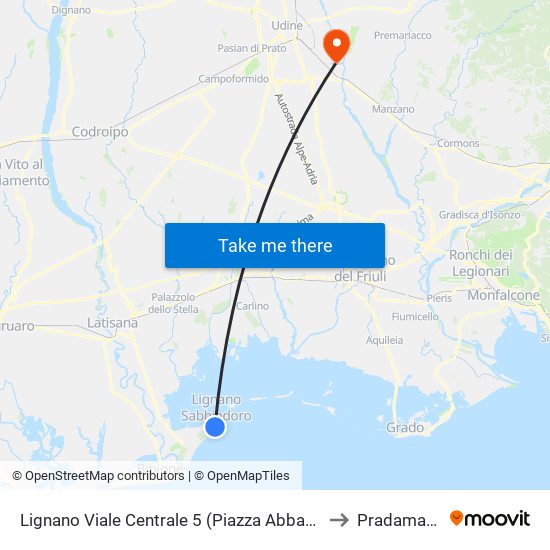 Lignano Viale Centrale 5 (Piazza Abbazia) to Pradamano map
