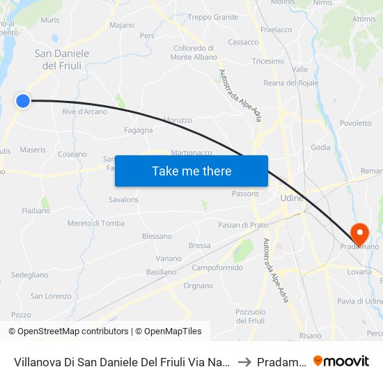 Villanova Di San Daniele Del Friuli Via Nazionale 55 to Pradamano map