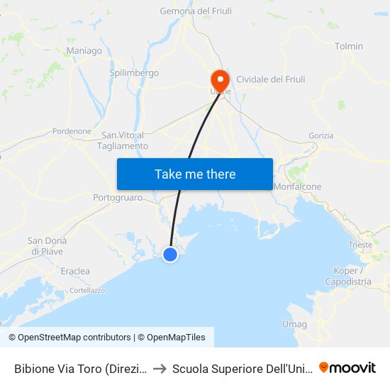 Bibione Via Toro (Direzione Lido Del Sole), Terme to Scuola Superiore Dell'Università Degli Studi Di Udine map