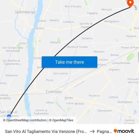 San Vito Al Tagliamento Via Venzone (Fronte Brovedani) to Pagnacco map