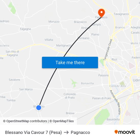 Blessano Via Cavour 7 (Pesa) to Pagnacco map