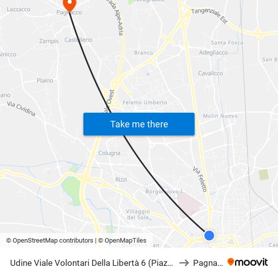 Udine Viale Volontari Della Libertà 6 (Piazzale Osoppo) to Pagnacco map