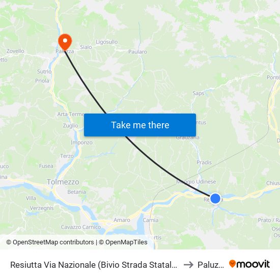 Resiutta Via Nazionale (Bivio Strada Statale 13) to Paluzza map