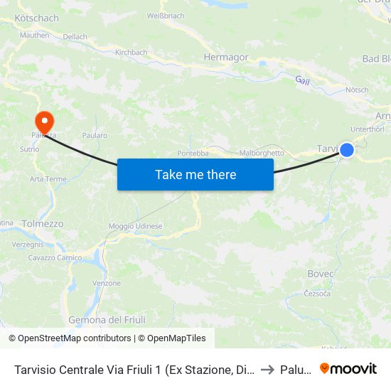 Tarvisio Centrale Via Friuli 1 (Ex Stazione, Direz. Udine) to Paluzza map