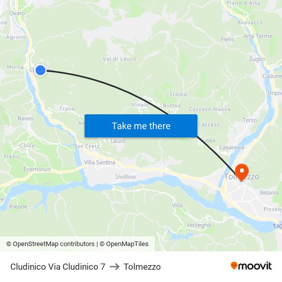 Cludinico Via Cludinico 7 to Tolmezzo map