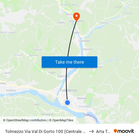 Tolmezzo Via Val Di Gorto 100 (Centrale Enel, Direz. Udine) to Arta Terme map