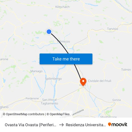 Ovasta Via Ovasta (Periferia, Direzione Centro) to Residenza Universitaria Delle Grazie map