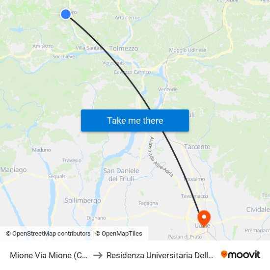 Mione Via Mione (Centro) to Residenza Universitaria Delle Grazie map
