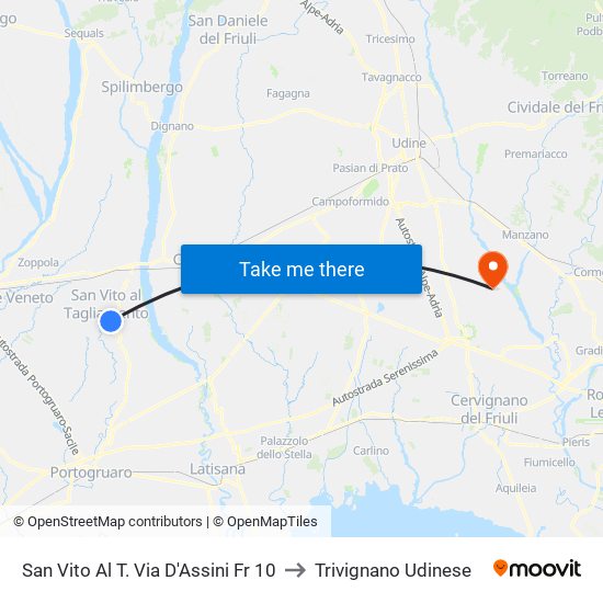 San Vito Al T. Via D'Assini Fr 10 to Trivignano Udinese map