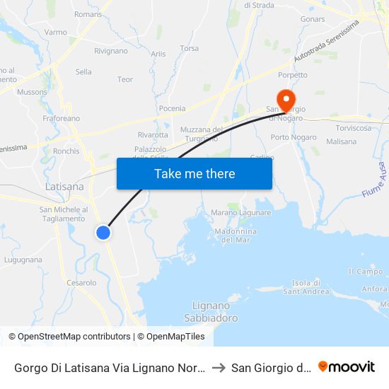 Gorgo Di Latisana Via Lignano Nord 131 (Semaforo) to San Giorgio di Nogaro map