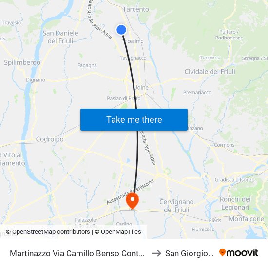 Martinazzo Via Camillo Benso Conte Di Cavour 2 (Dir. Treppo) to San Giorgio di Nogaro map