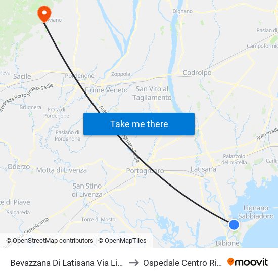 Bevazzana Di Latisana Via Lignano Sud (Direzione Latisana) to Ospedale Centro Riferimento Oncologico map