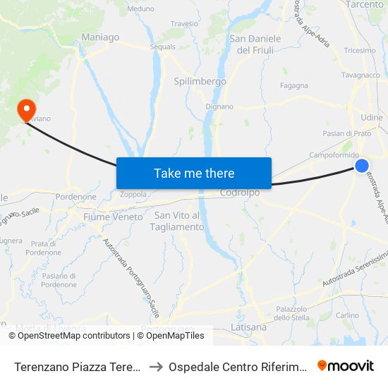 Terenzano Piazza Terenzio 2 (Chiesa) to Ospedale Centro Riferimento Oncologico map