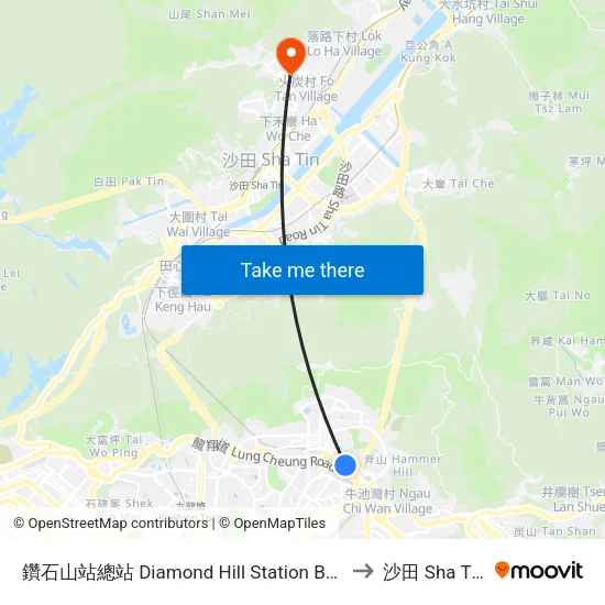鑽石山站總站 Diamond Hill Station B/T to 沙田 Sha Tin map