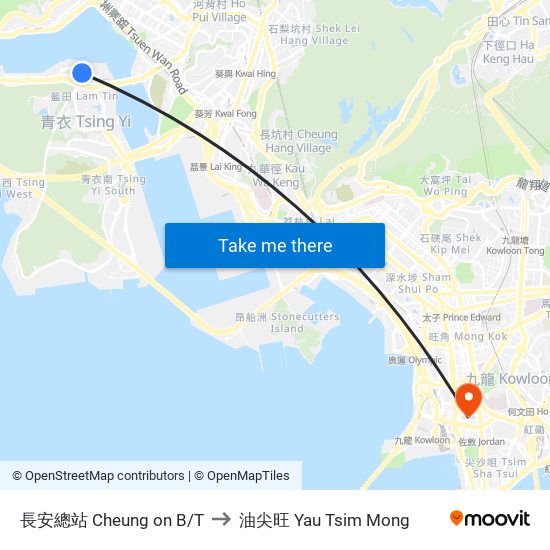 長安總站 Cheung on B/T to 油尖旺 Yau Tsim Mong map