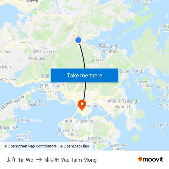 太和 Tai Wo to 油尖旺 Yau Tsim Mong map