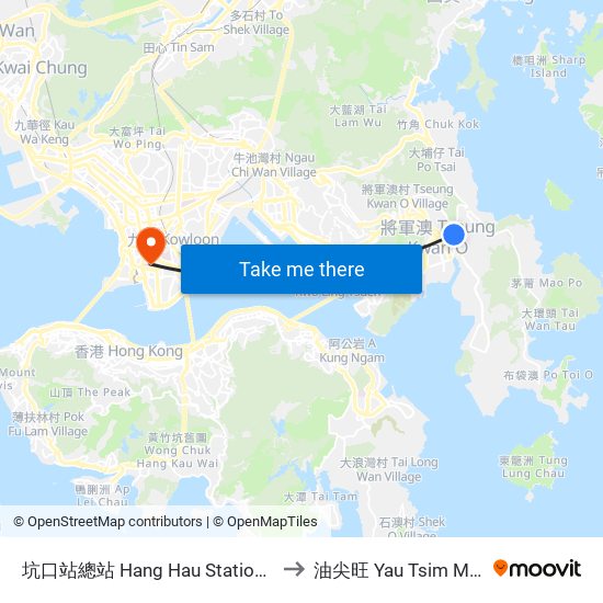 坑口站總站 Hang Hau Station B/T to 油尖旺 Yau Tsim Mong map