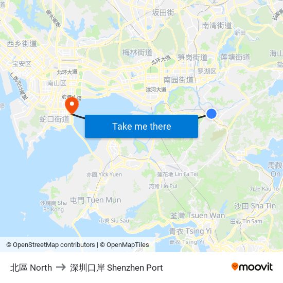 北區 North to 深圳口岸 Shenzhen Port map