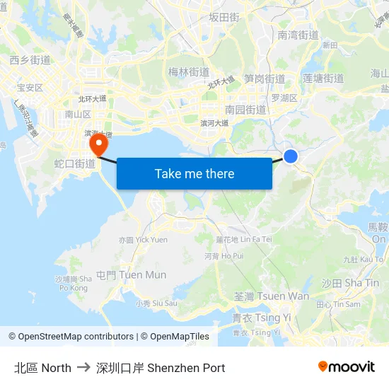 北區 North to 深圳口岸 Shenzhen Port map