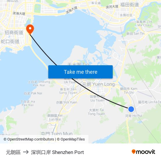 元朗區 to 深圳口岸 Shenzhen Port map