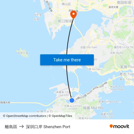 離島區 to 深圳口岸 Shenzhen Port map